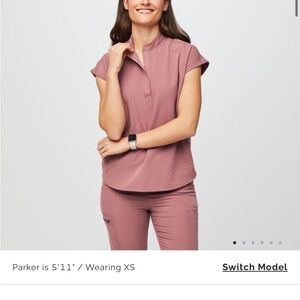 Figs Medium Mauve Rafaela Scrub Top